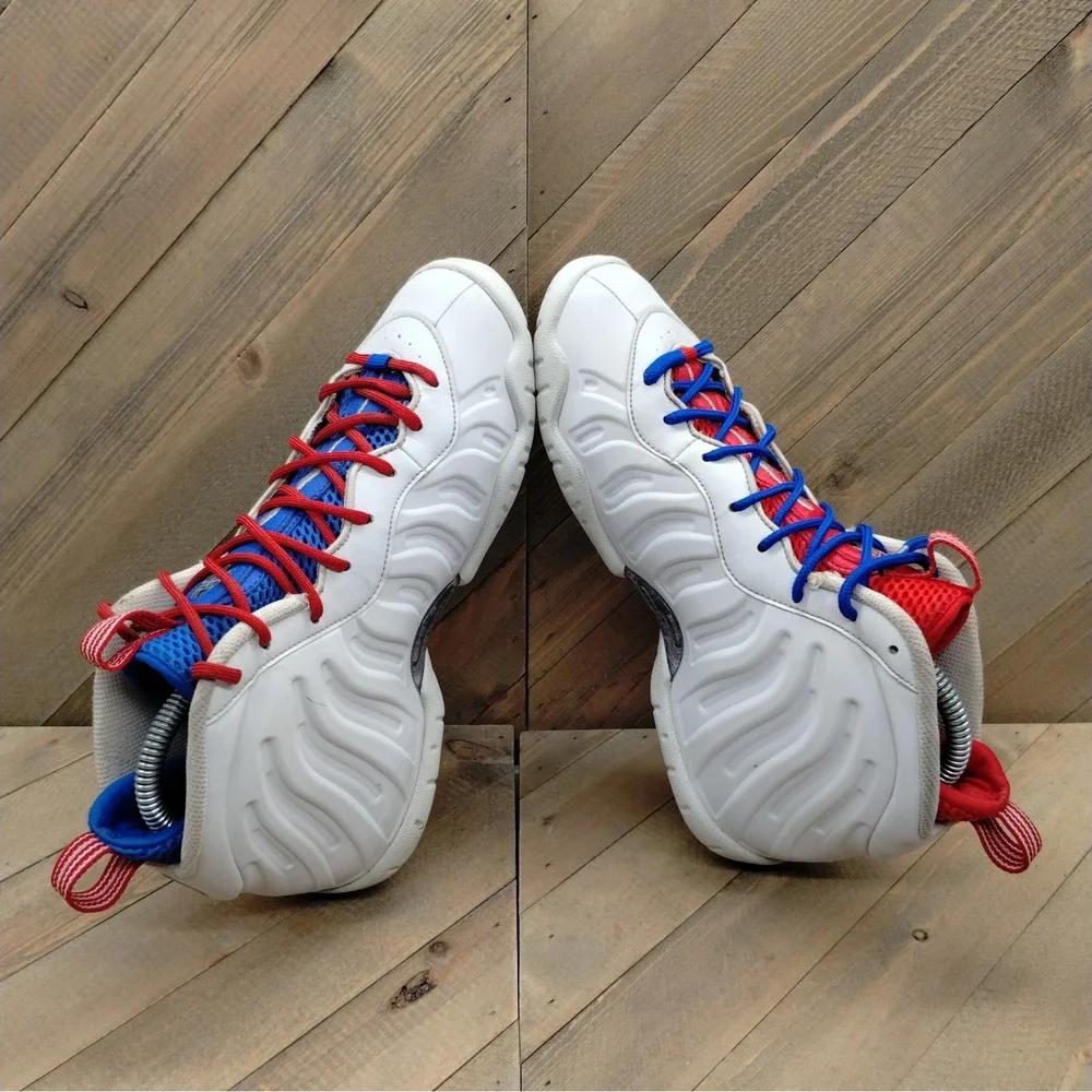 Nike Air Foamposite One Basketball‎ Shoes White Red Blue Sneakers